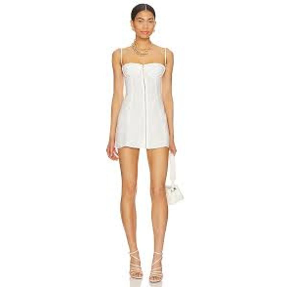 INDAH Karina Mini Dress White Linen SEXY BEACH VACATION RESORT Small S Bustier